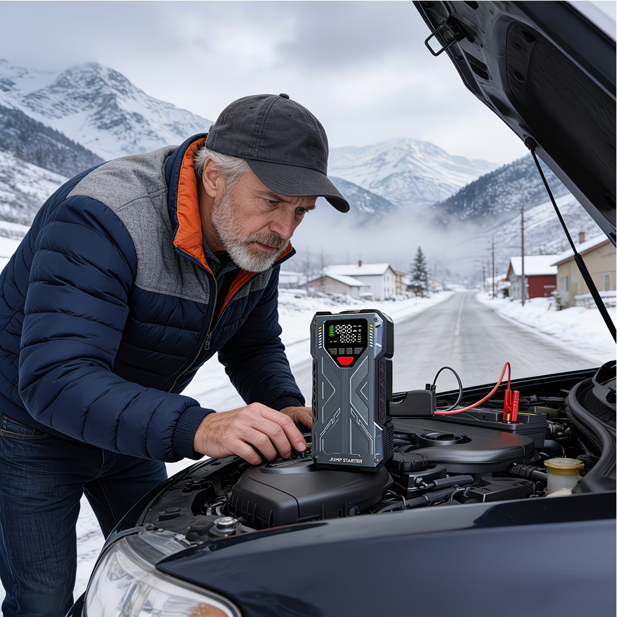 Portable Jump Starter with Air Compressor 6000A &amp; 150PSI Digital Tire Inflator for 12V Car Battery Emergency Use