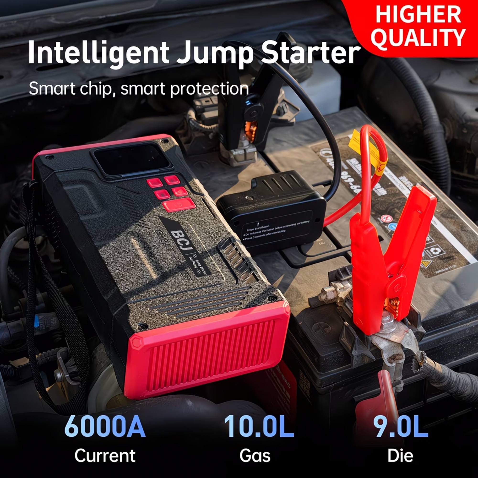 Portable Jump Starter with Air Compressor 5000A &amp; 150PSI Digital Tire Inflator for Car Battery Emergency Use