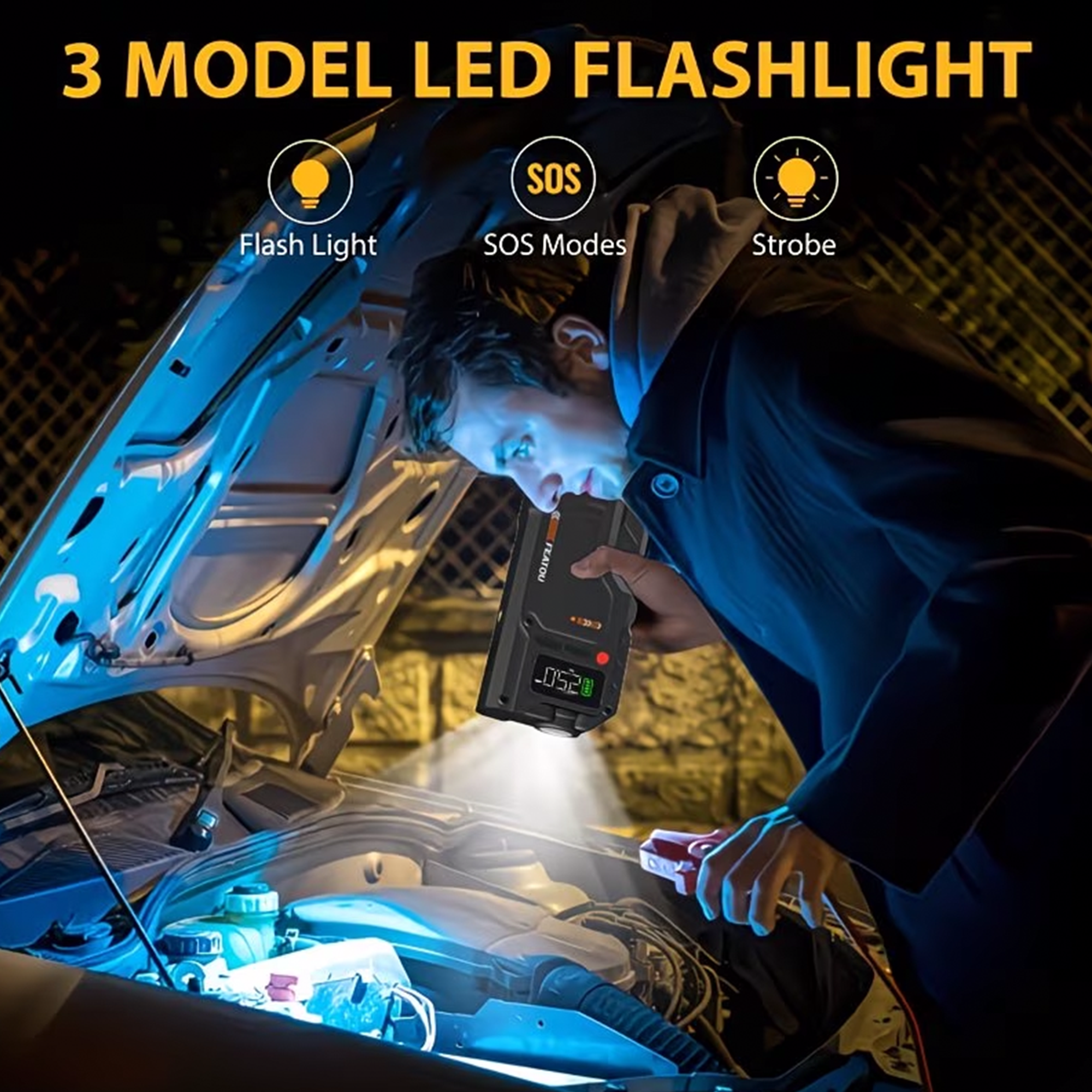 Portable Jump Starter with Air Compressor 5000A &amp; 150PSI Digital Tire Inflator for Car Battery Emergency Use