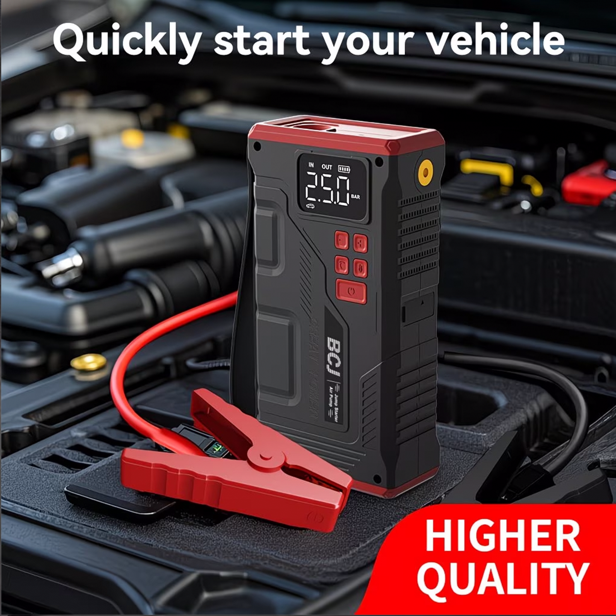 Portable Jump Starter with Air Compressor 5000A &amp; 150PSI Digital Tire Inflator for Car Battery Emergency Use