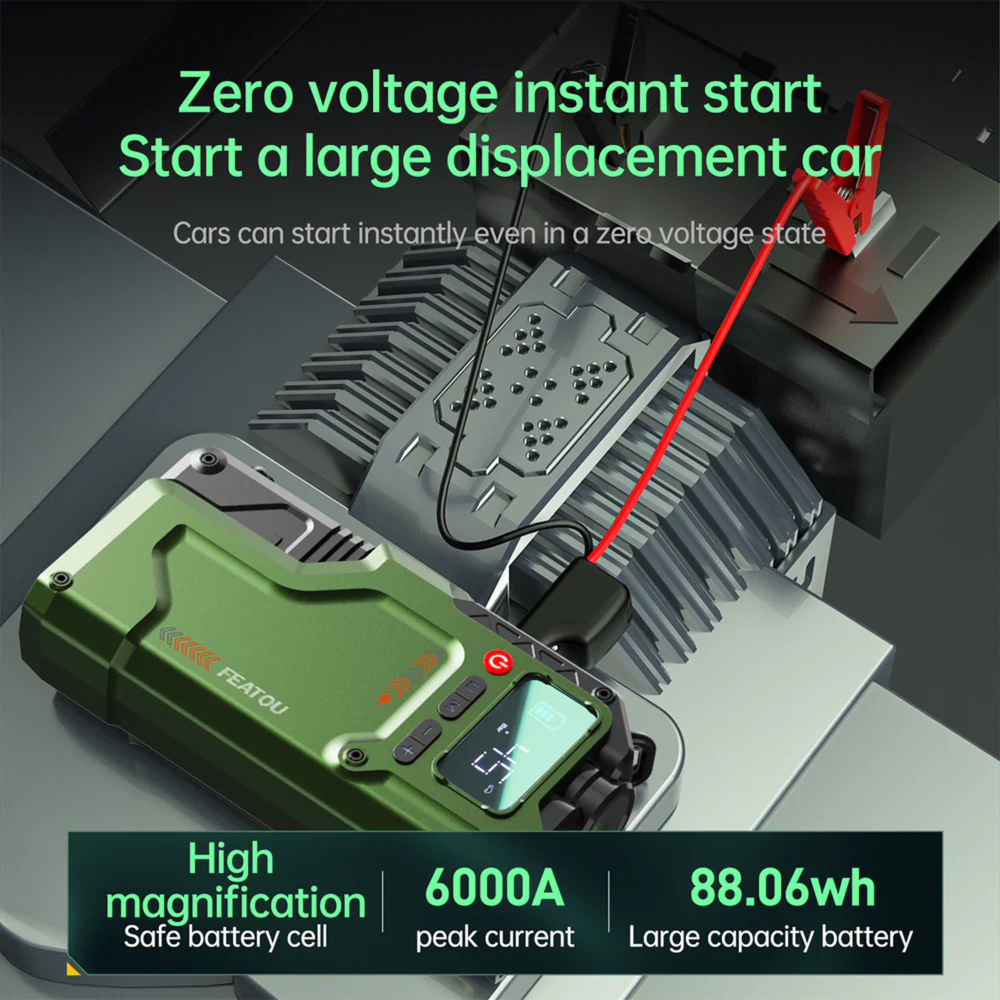 Portable Jump Starter with Air Compressor 7000A &amp; 150PSI Digital Tire Inflator for 12V Car Battery Emergency Use