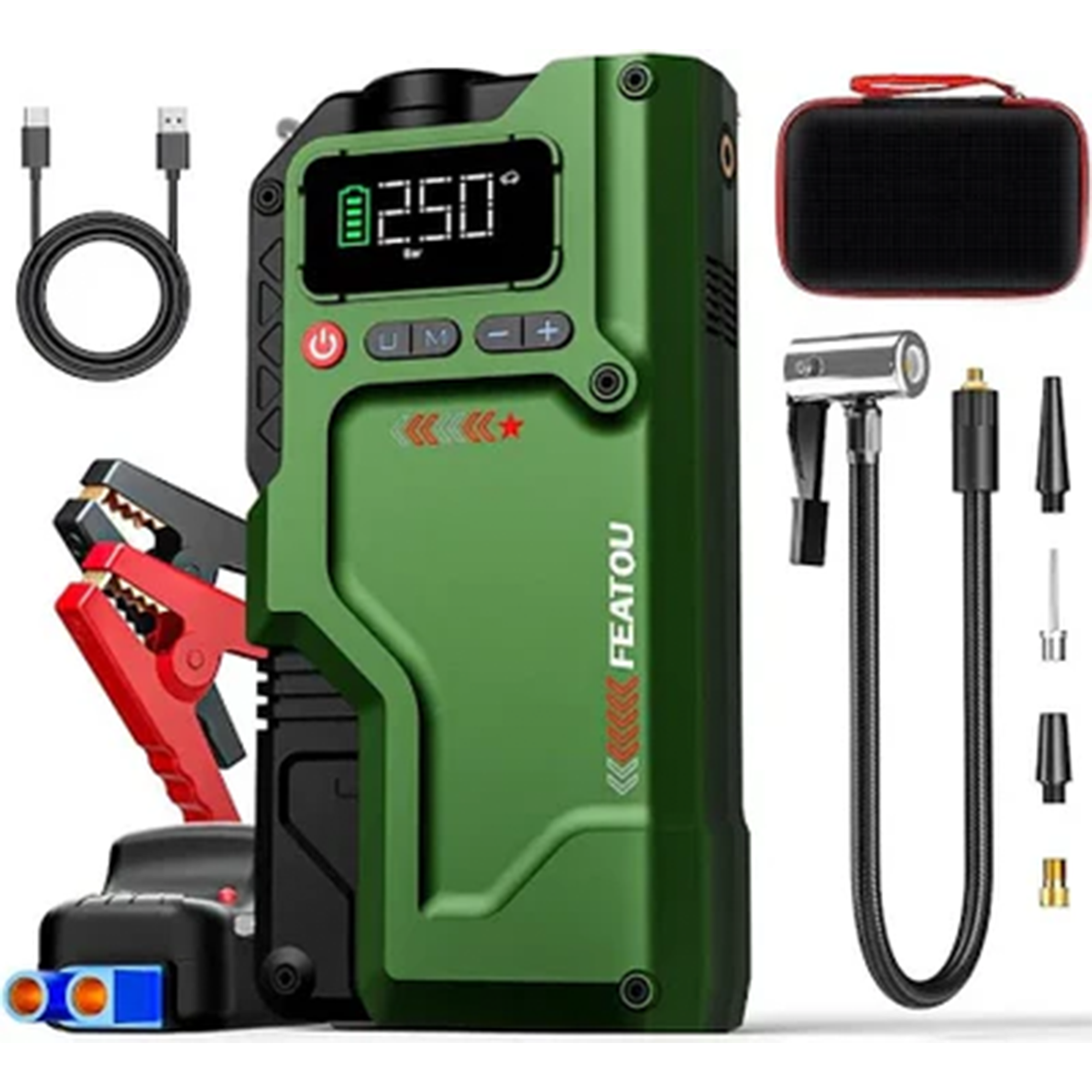 Portable Jump Starter with Air Compressor 7000A &amp; 150PSI Digital Tire Inflator for 12V Car Battery Emergency Use