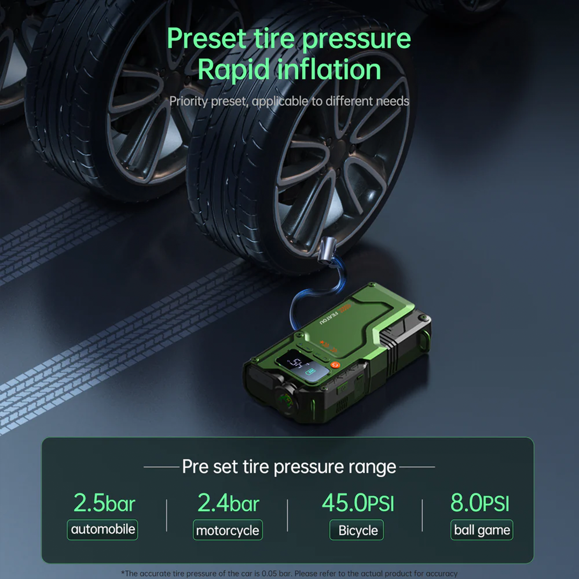 Portable Jump Starter with Air Compressor 7000A &amp; 150PSI Digital Tire Inflator for 12V Car Battery Emergency Use