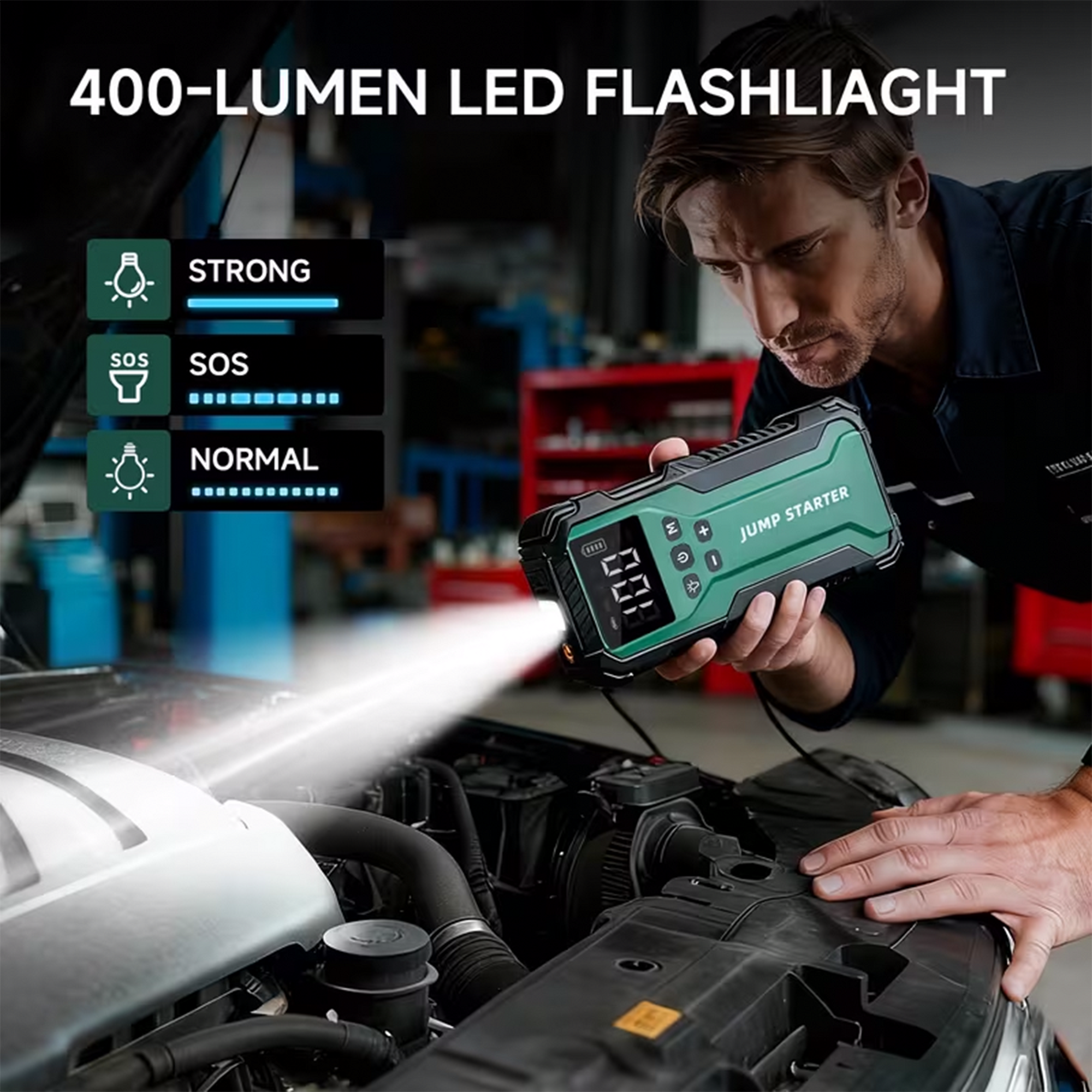 Portable Jump Starter with Air Compressor 10000A &amp; 150PSI Digital Tire Inflator for 12V Car Battery Emergency Use