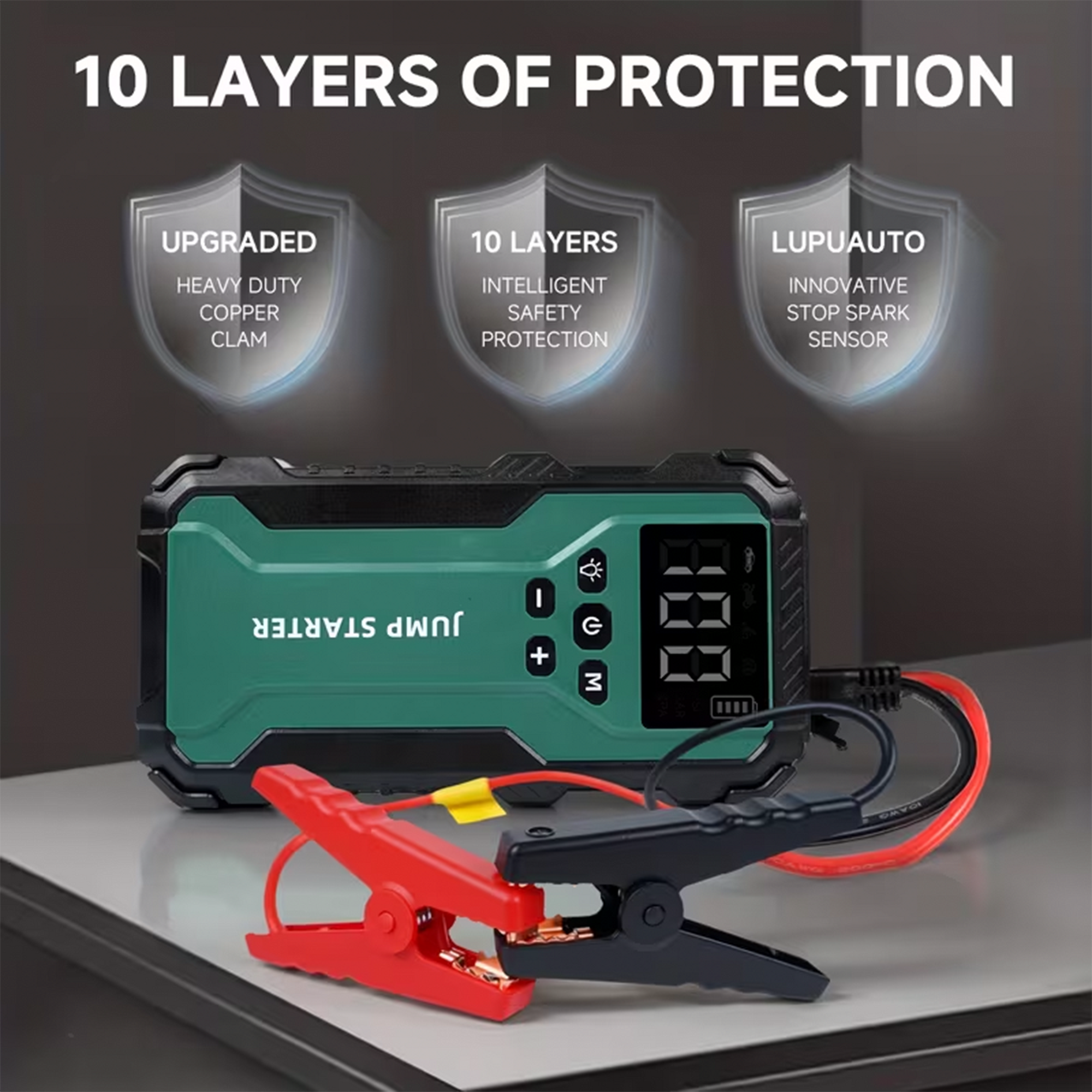 Portable Jump Starter with Air Compressor 10000A &amp; 150PSI Digital Tire Inflator for 12V Car Battery Emergency Use