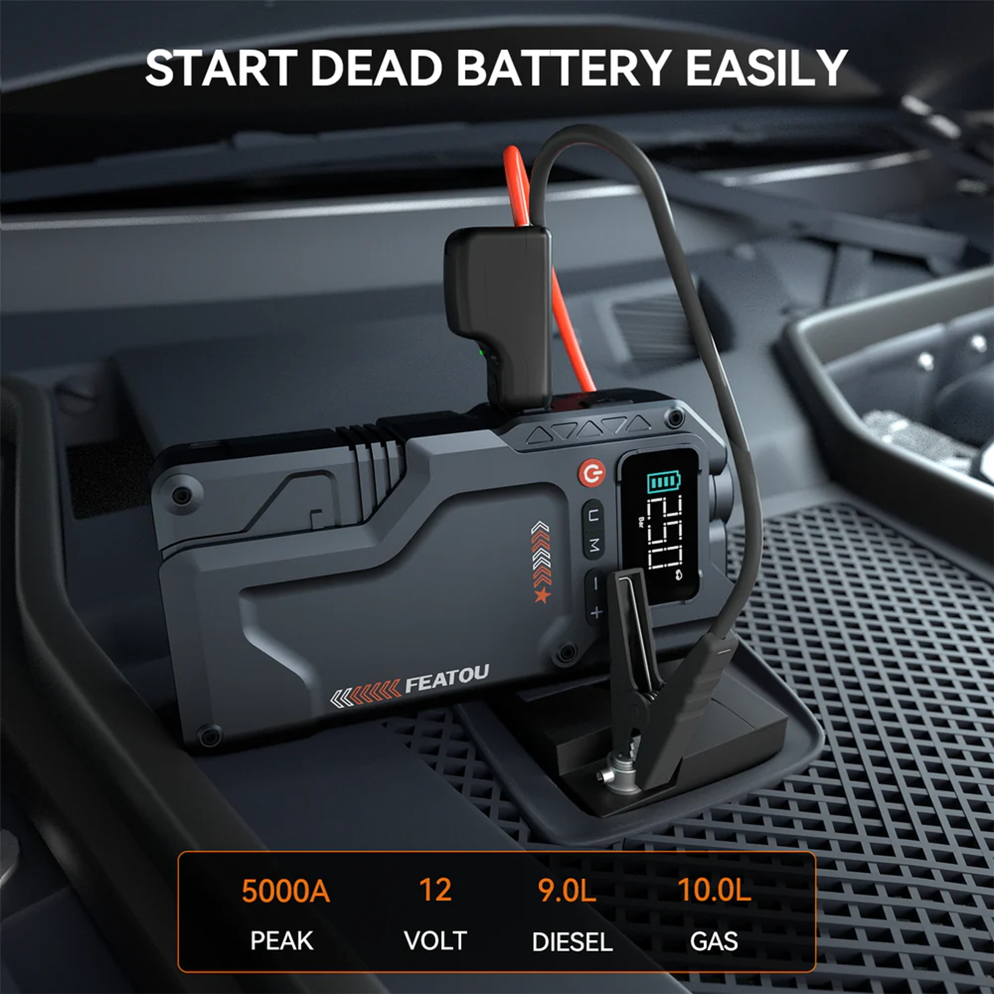 Portable Jump Starter with Air Compressor 6000A &amp; 150PSI Digital Tire Inflator for Car Battery Emergency Use