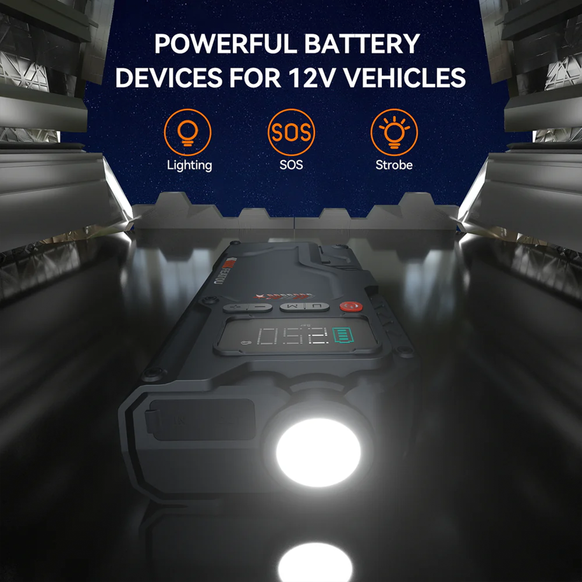 Portable Jump Starter with Air Compressor 6000A &amp; 150PSI Digital Tire Inflator for Car Battery Emergency Use