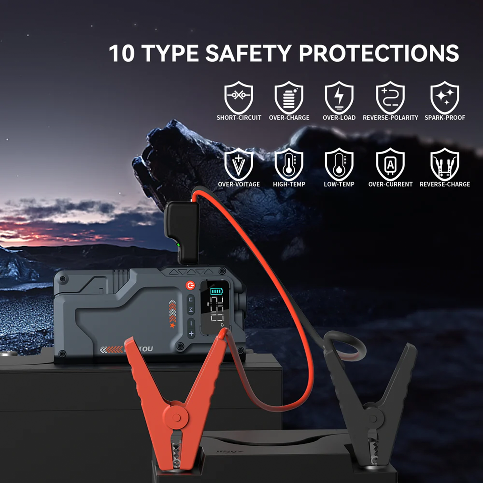 Portable Jump Starter with Air Compressor 6000A &amp; 150PSI Digital Tire Inflator for Car Battery Emergency Use