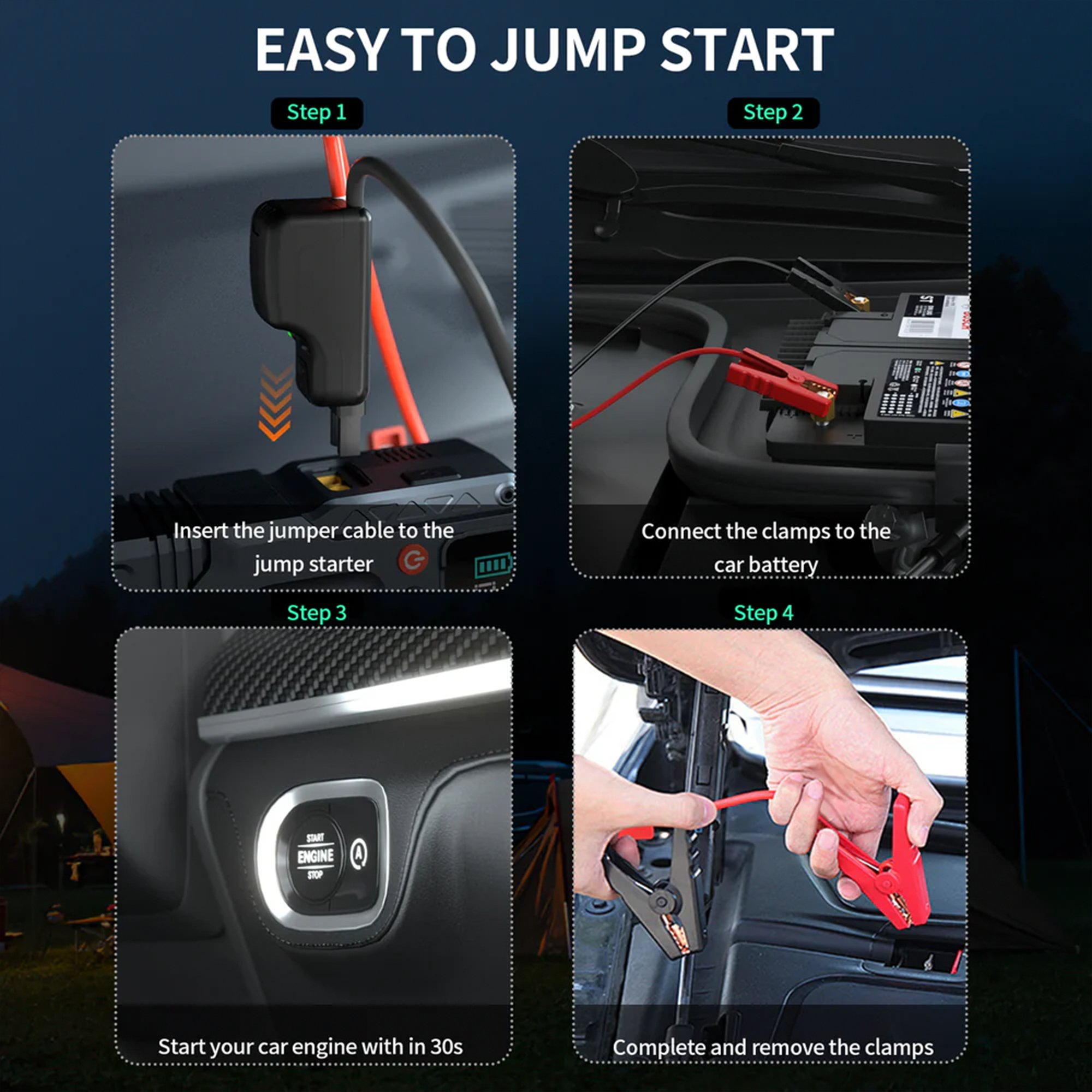 Portable Jump Starter with Air Compressor 6000A &amp; 150PSI Digital Tire Inflator for Car Battery Emergency Use