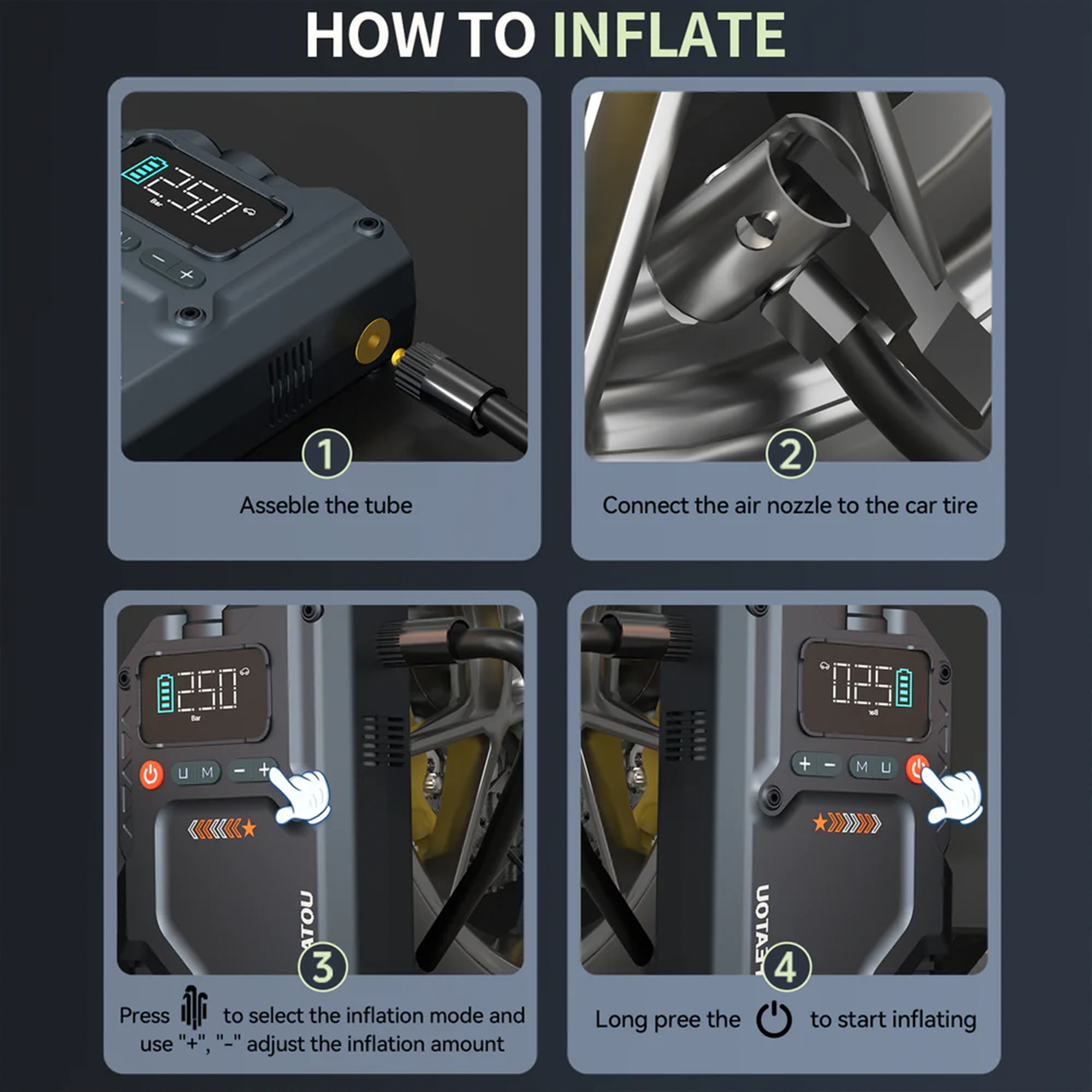 Portable Jump Starter with Air Compressor 6000A &amp; 150PSI Digital Tire Inflator for Car Battery Emergency Use