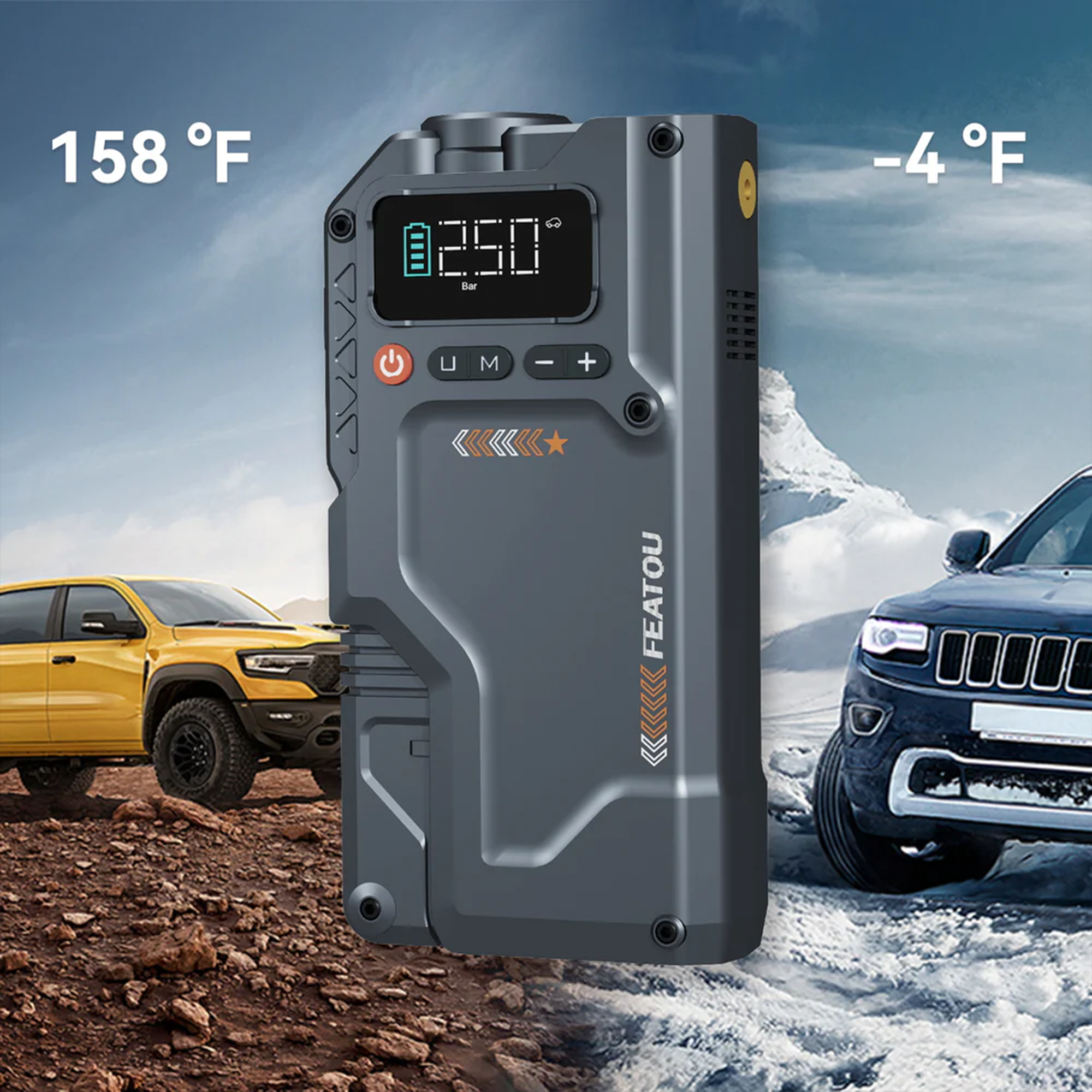 Portable Jump Starter with Air Compressor 6000A &amp; 150PSI Digital Tire Inflator for Car Battery Emergency Use