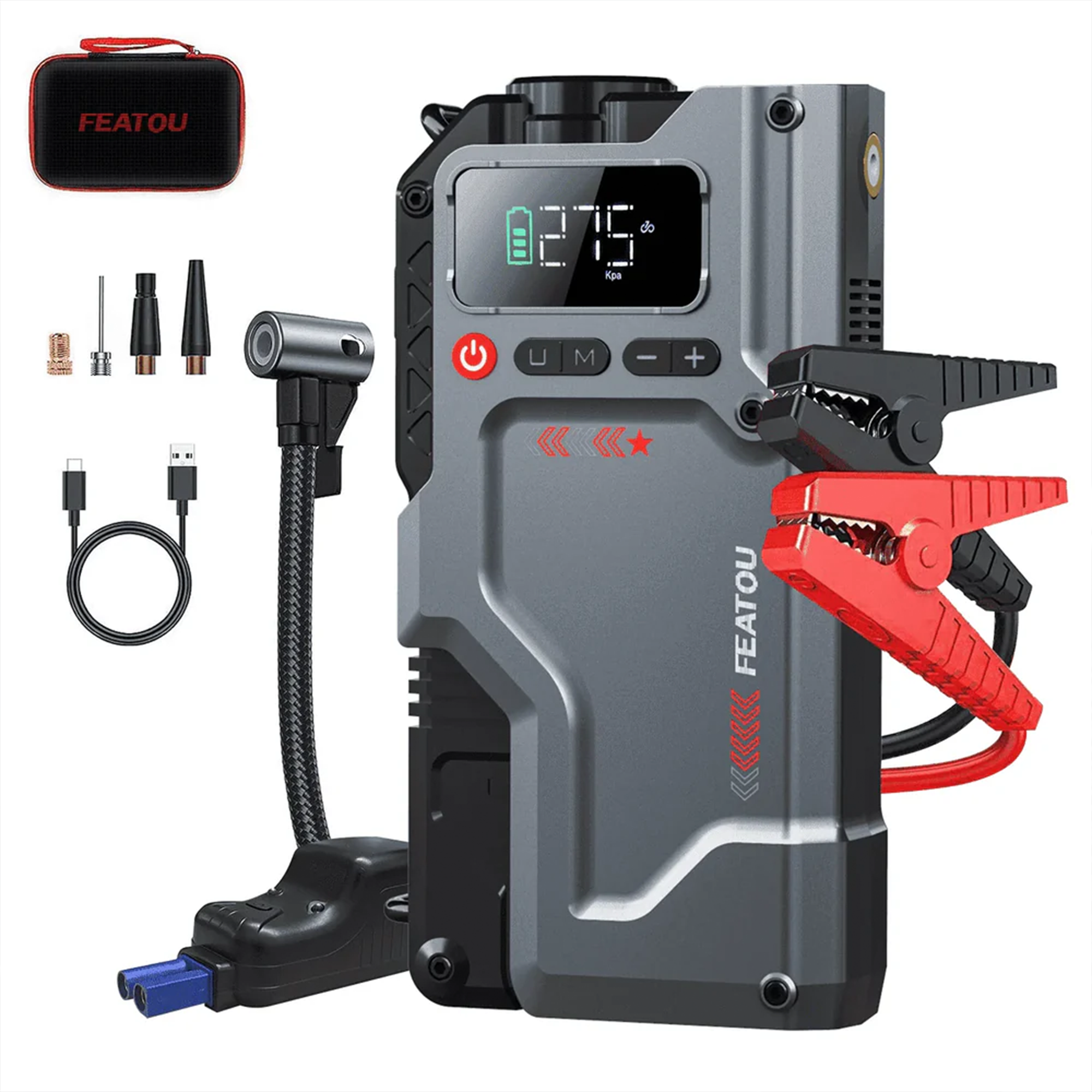 Portable Jump Starter with Air Compressor 6000A &amp; 150PSI Digital Tire Inflator for Car Battery Emergency Use