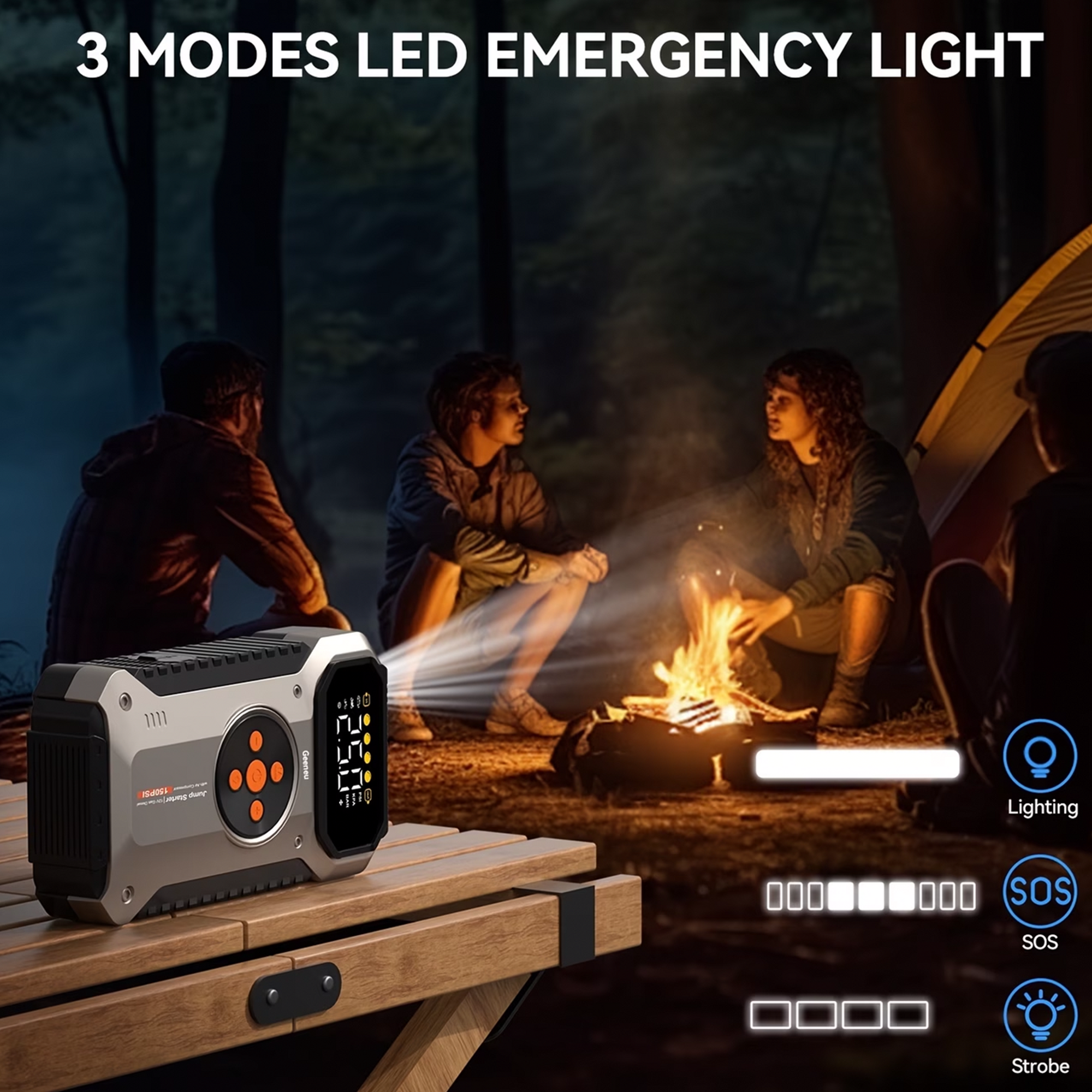 Portable Jump Starter with Air Compressor 5000A &amp; Tire Inflator for Car Battery Emergency Use