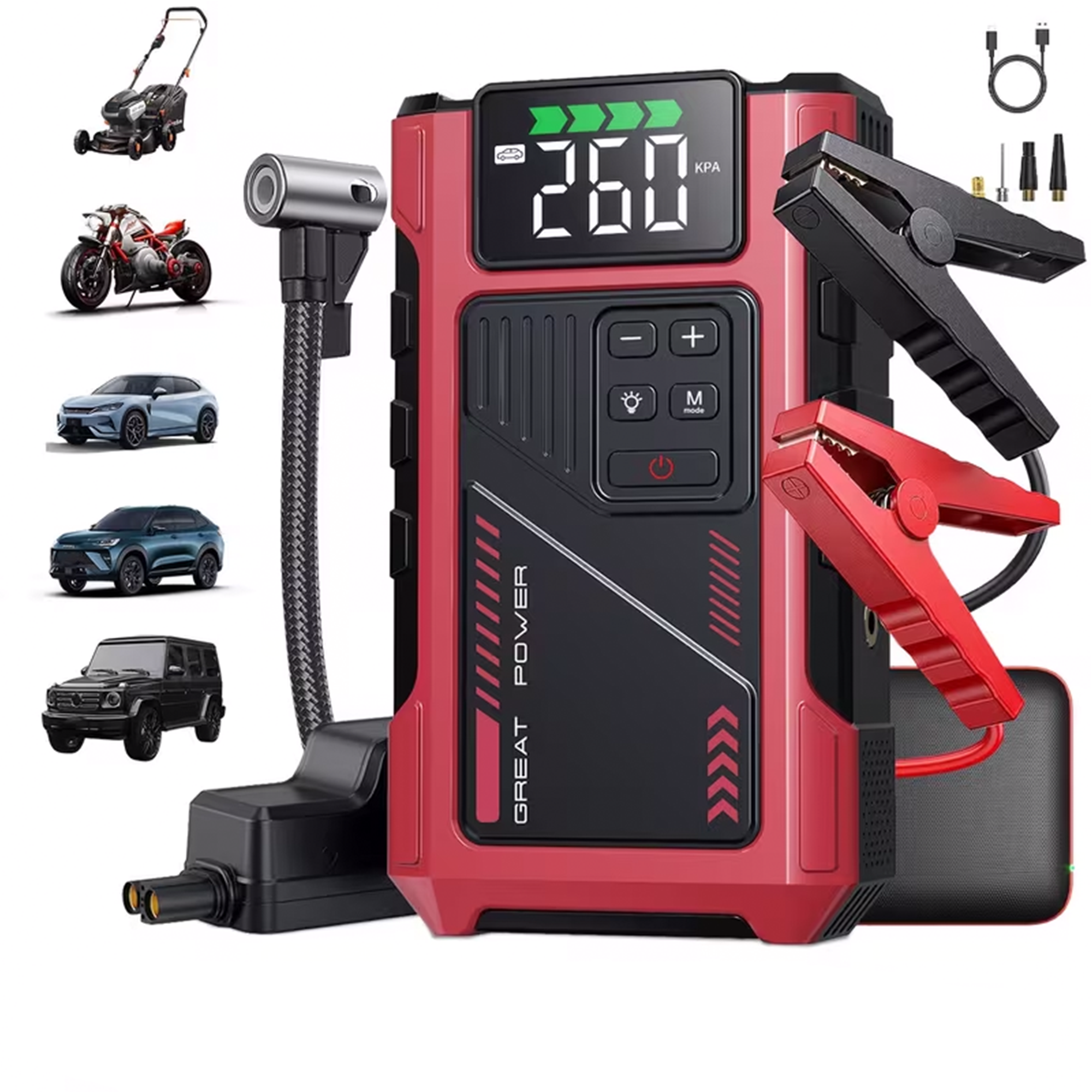 Portable Jump Starter with Air Compressor 6000A &amp; Tire Inflator for Car for Car Battery Emergency Use