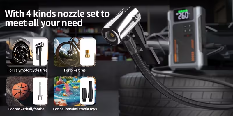 Portable Jump Starter with Air Compressor 6000A &amp; Tire Inflator for Car for Car Battery Emergency Use