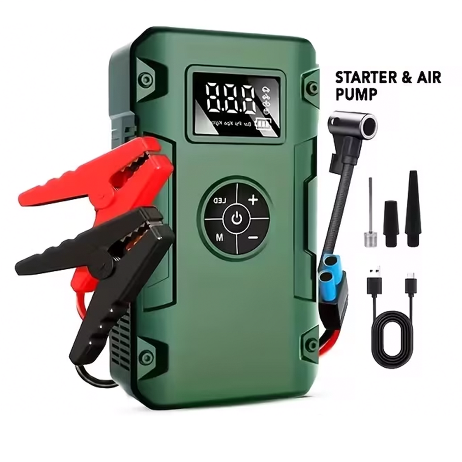 Portable Jump Starter with Air Compressor 10000A & 150PSI Digital Tire Inflator for 12V Car Battery Emergency Use
