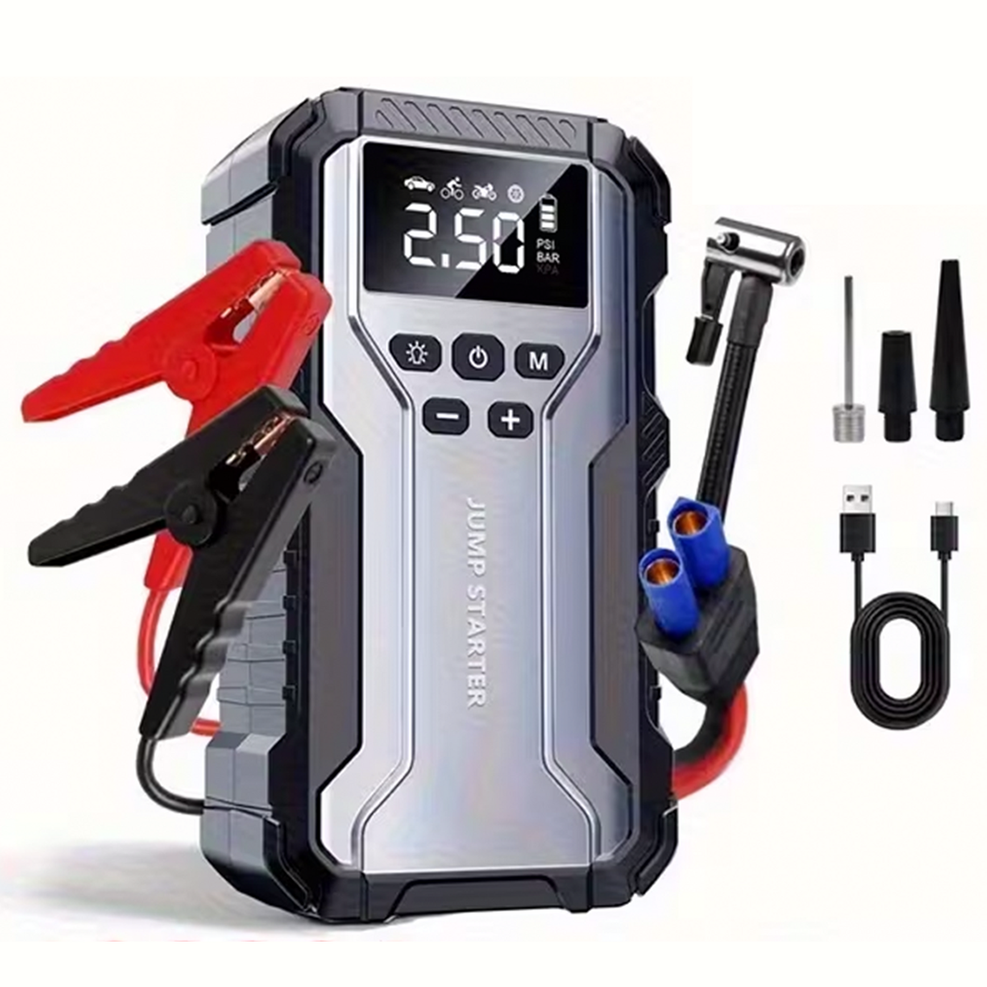 Portable Jump Starter with Air Compressor 10000A &amp; 150PSI Digital Tire Inflator for 12V Car Battery Emergency Use
