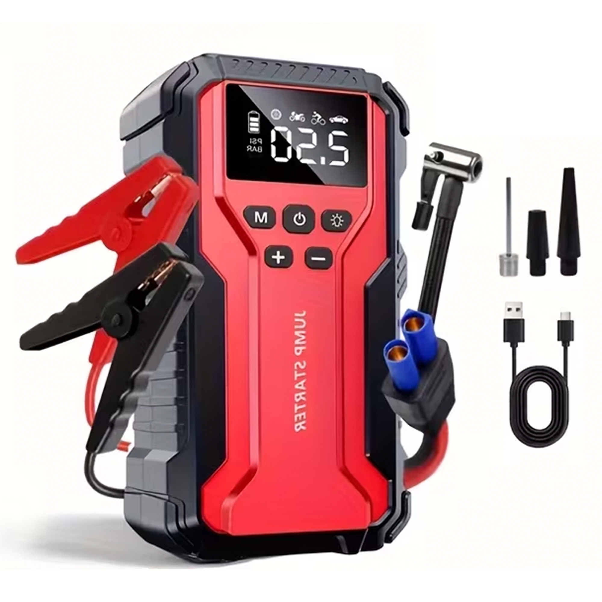 Portable Jump Starter with Air Compressor 10000A &amp; 150PSI Digital Tire Inflator for 12V Car Battery Emergency Use