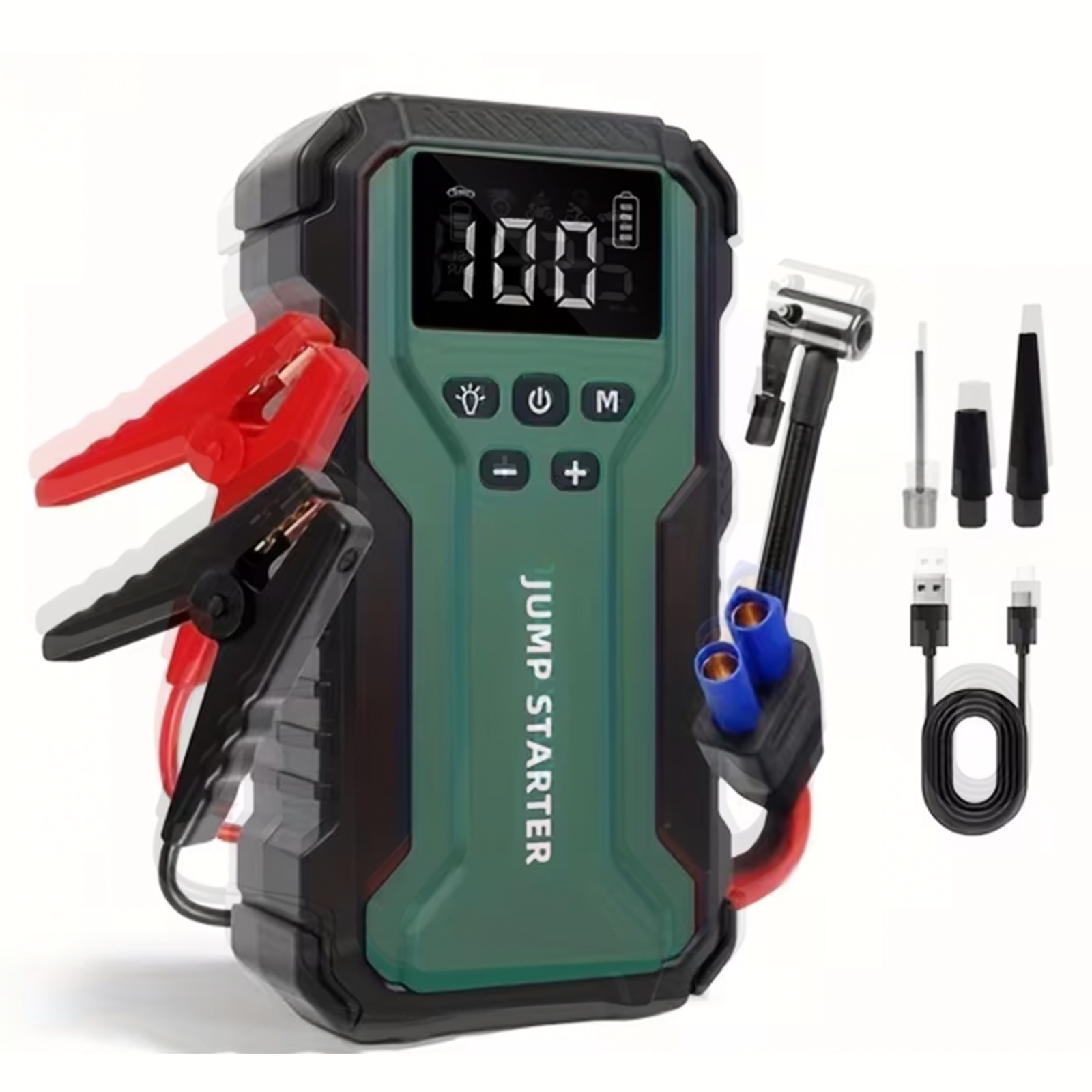 Portable Jump Starter with Air Compressor 10000A & 150PSI Digital Tire Inflator for 12V Car Battery Emergency Use