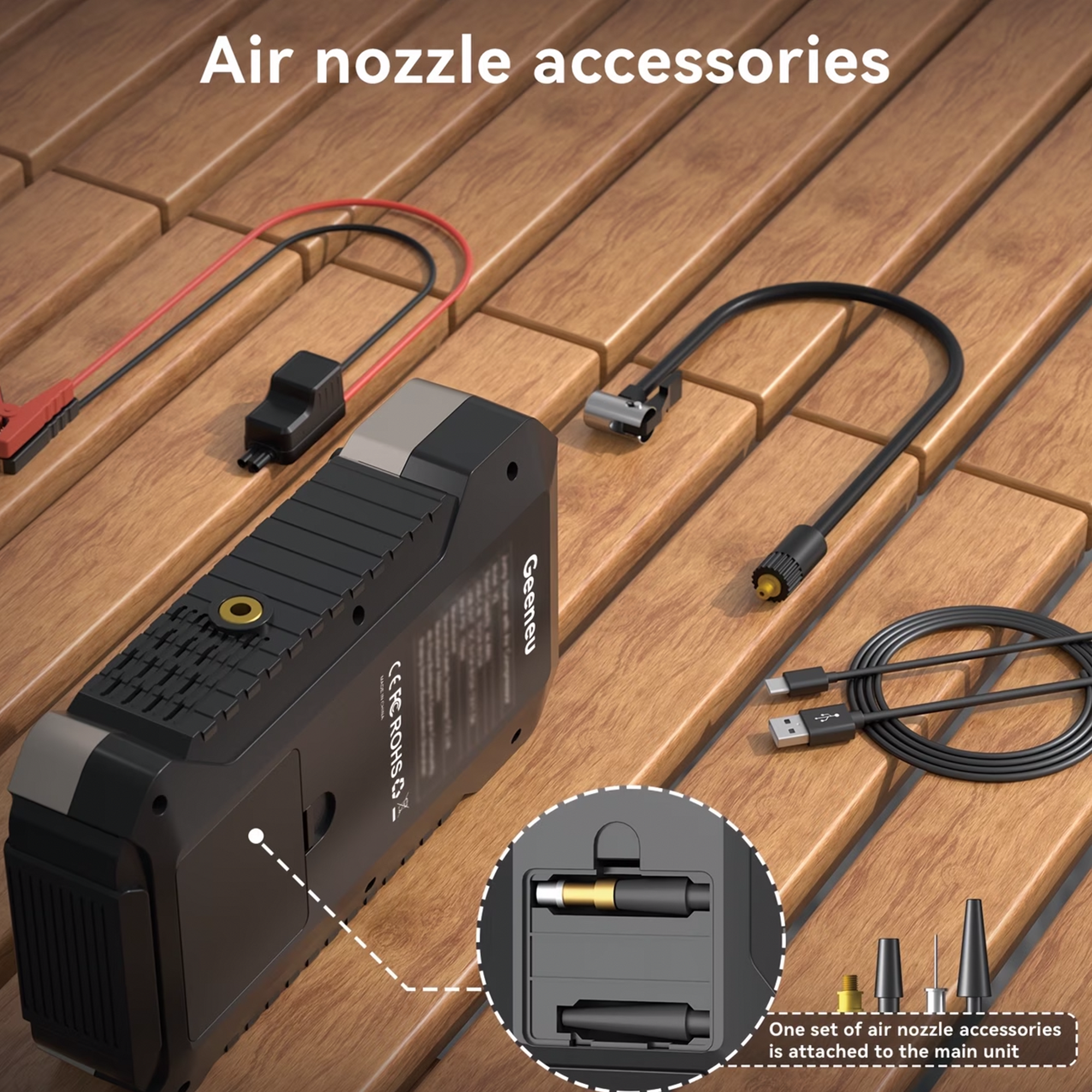 Portable Jump Starter with Air Compressor 5000A &amp; Tire Inflator for Car Battery Emergency Use